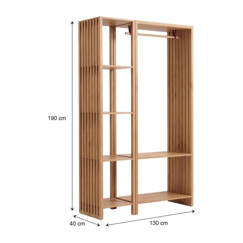 Lot de 2 portants vêtements en bois effet tasseaux de bois 130x190cm - étagères et penderie