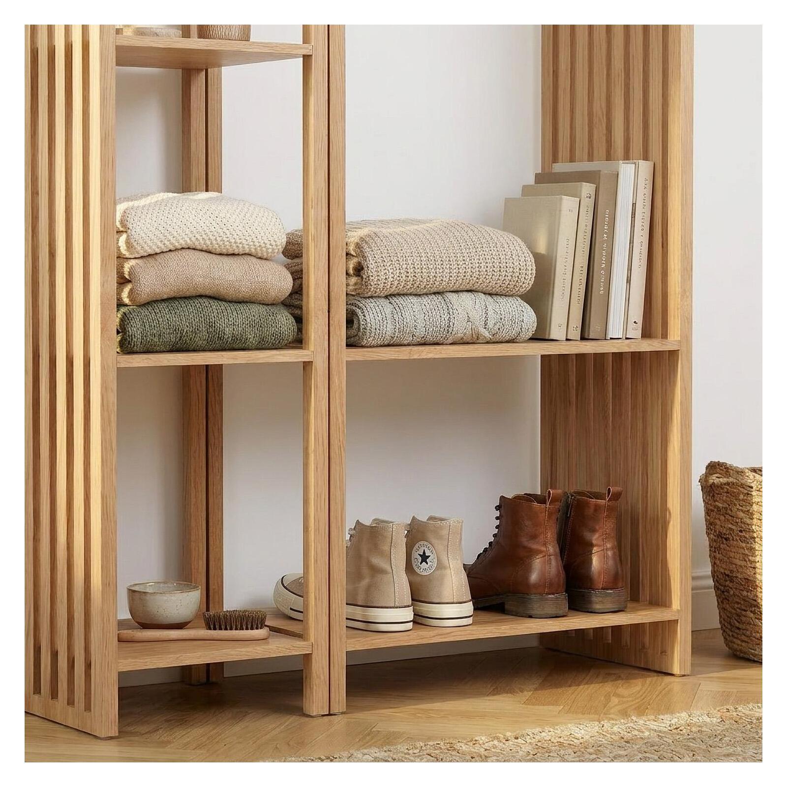 Lot de 2 portants vêtements en bois effet tasseaux de bois 130x190cm - étagères et penderie