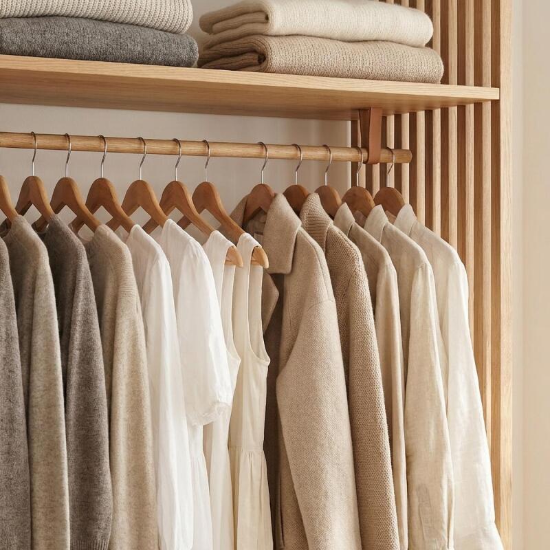Lot de 2 portants vêtements en bois effet tasseaux de bois 130x190cm - étagères et penderie