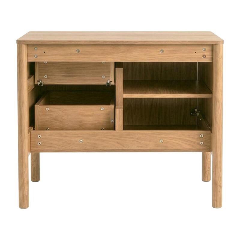 Meuble salle de bain 80cm chêne avec vasque blanche, miroir, robinet et colonne
