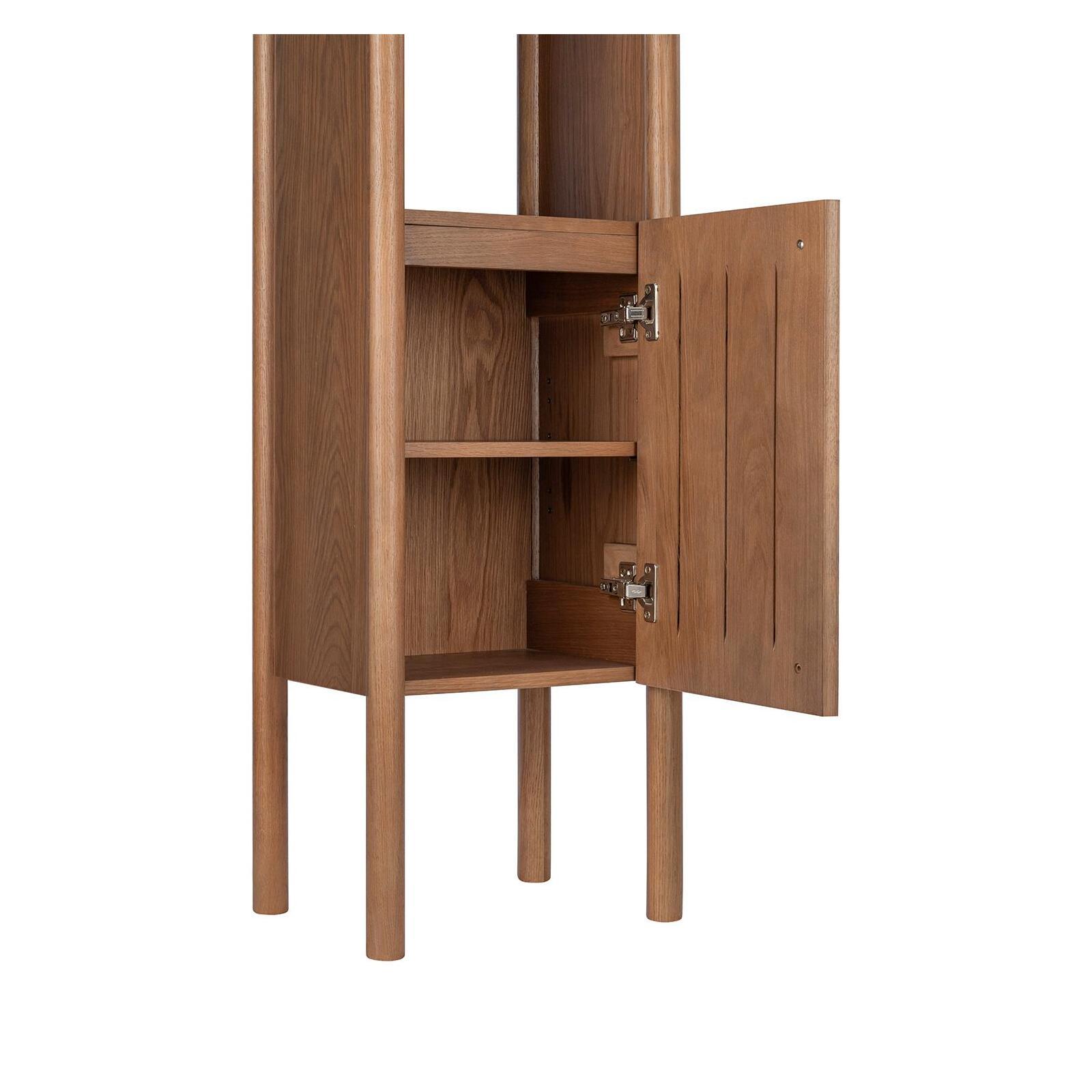 Meuble salle de bain 80cm chêne avec vasque blanche, miroir, robinet et colonne
