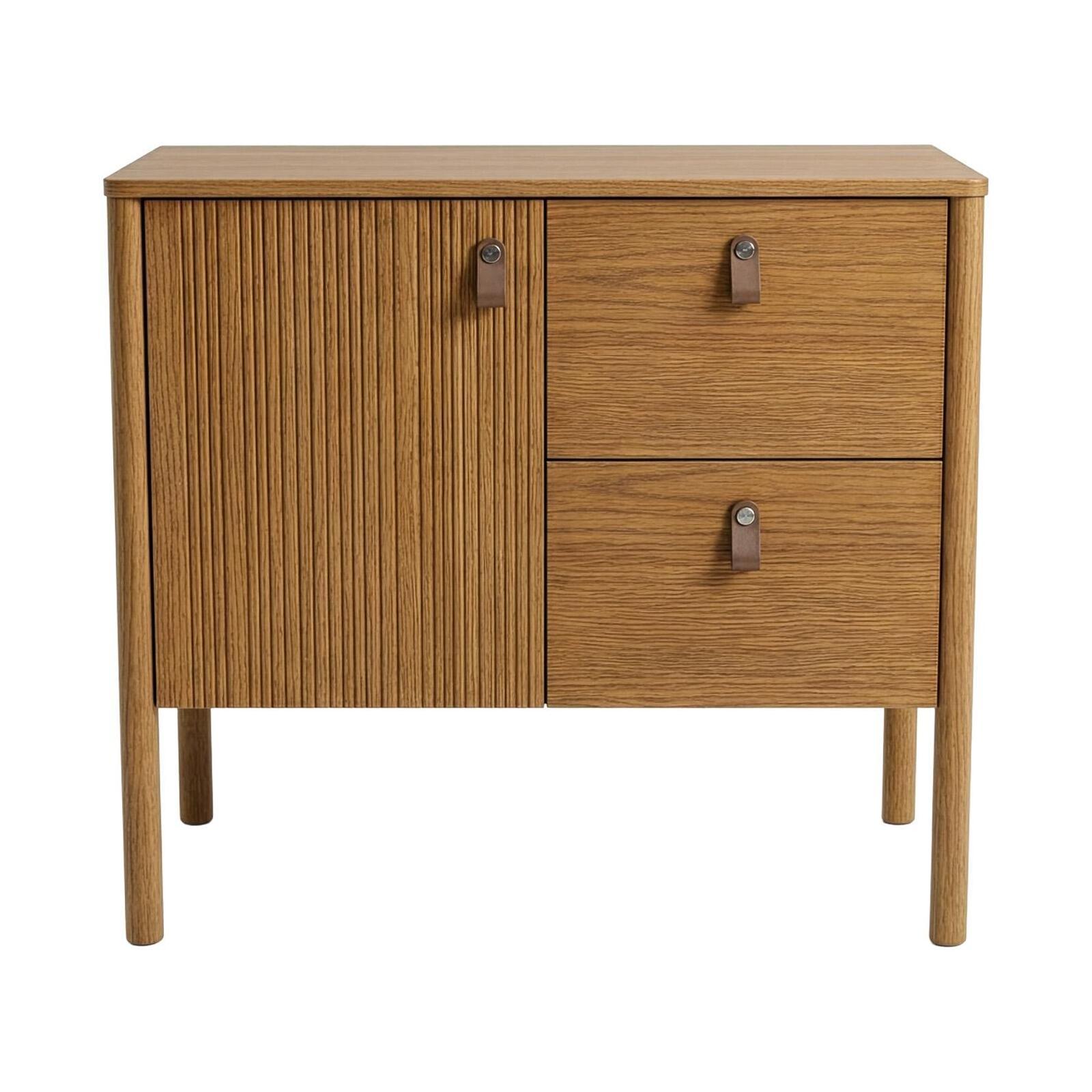 Meuble simple vasque 80 cm sur pieds en placage chêne - pour vasque à poser 