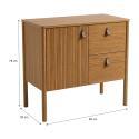 Meuble simple vasque 80 cm sur pieds en placage chêne - pour vasque à poser 