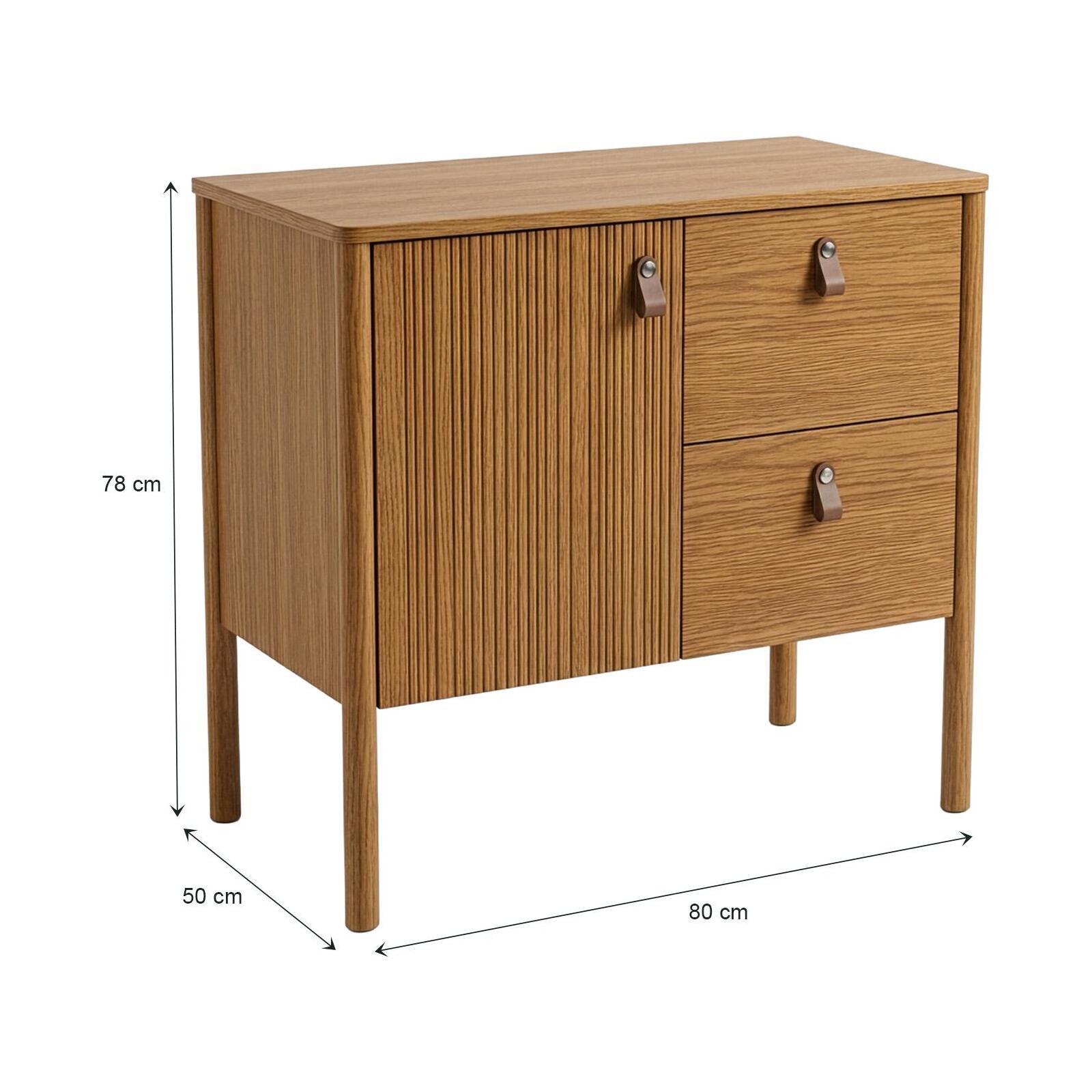Meuble simple vasque 80 cm sur pieds en placage chêne - pour vasque à poser 