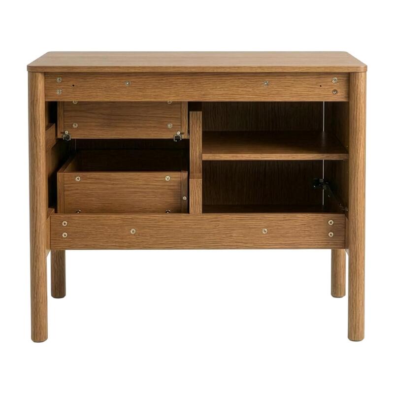 Meuble simple vasque 80 cm sur pieds en placage chêne - pour vasque à poser 