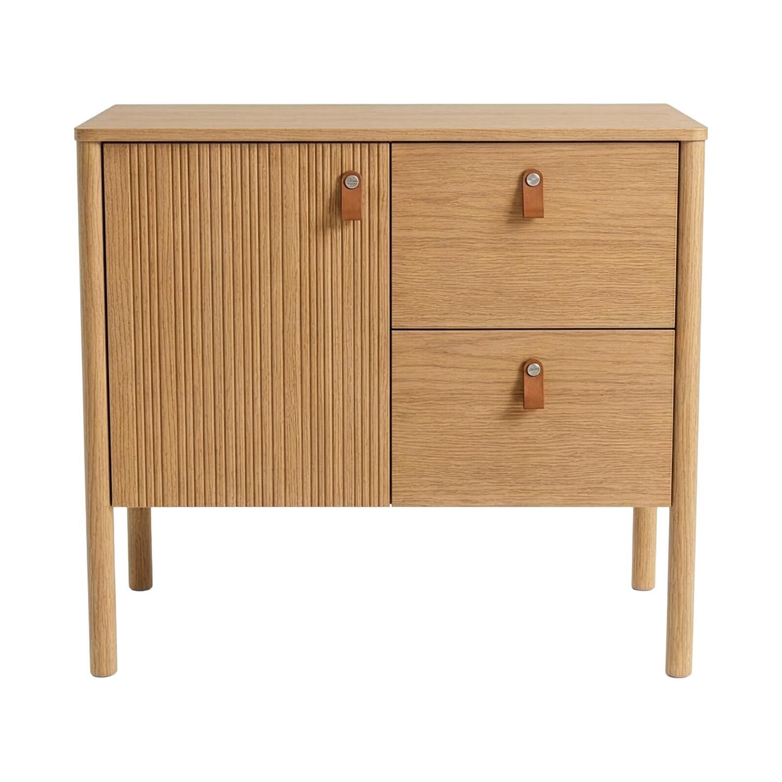 Meuble simple vasque 80 cm sur pieds en placage chêne - pour vasque à poser 