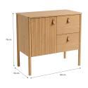 Meuble simple vasque 80 cm sur pieds en placage chêne - pour vasque à poser 