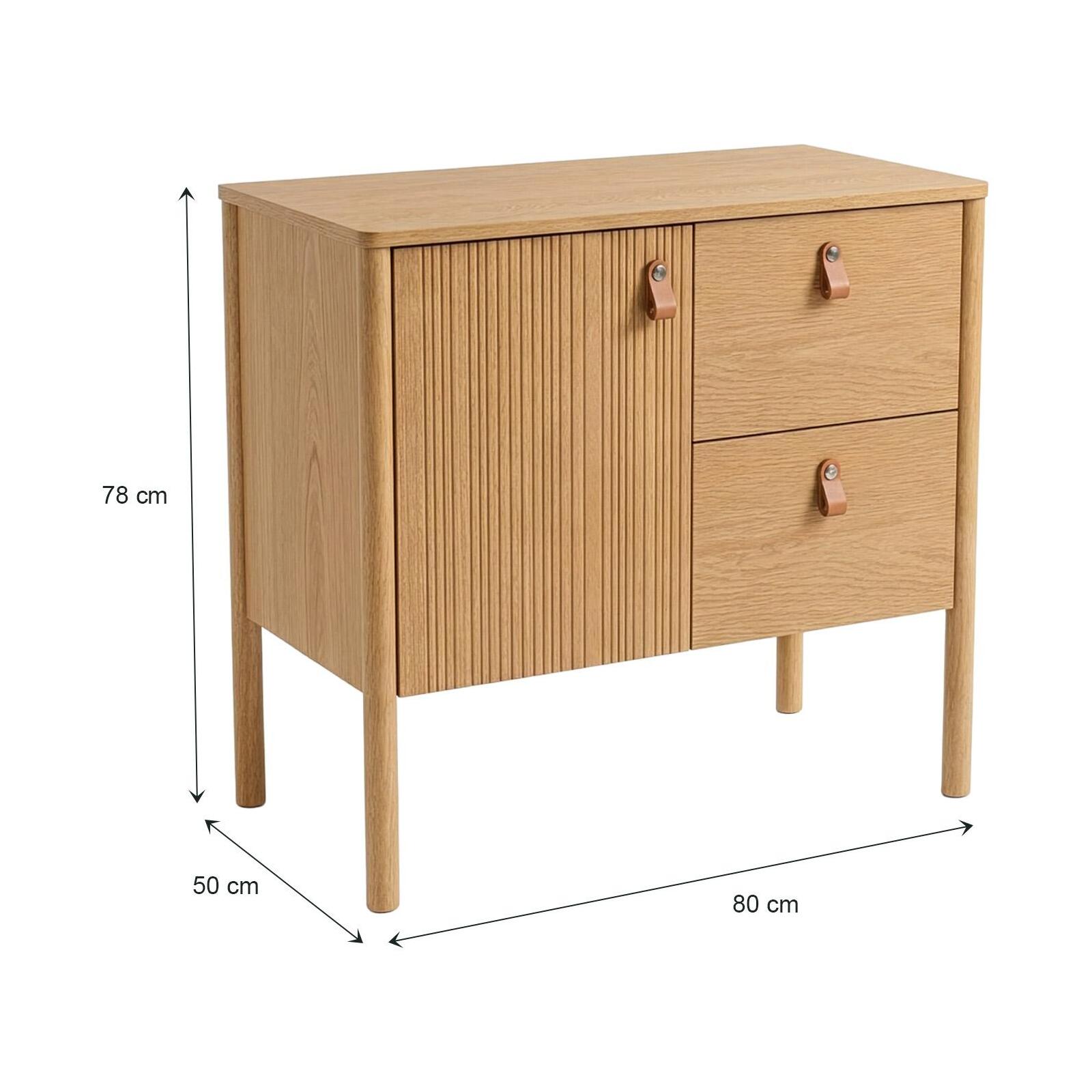 Meuble simple vasque 80 cm sur pieds en placage chêne - pour vasque à poser 