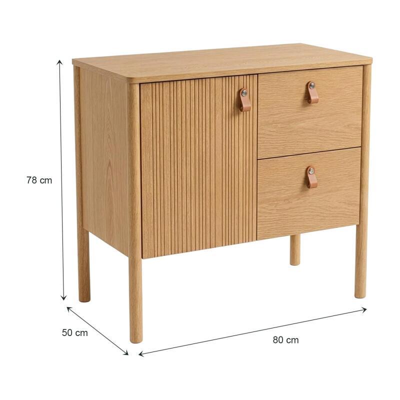 Meuble simple vasque 80 cm sur pieds en placage chêne - pour vasque à poser 