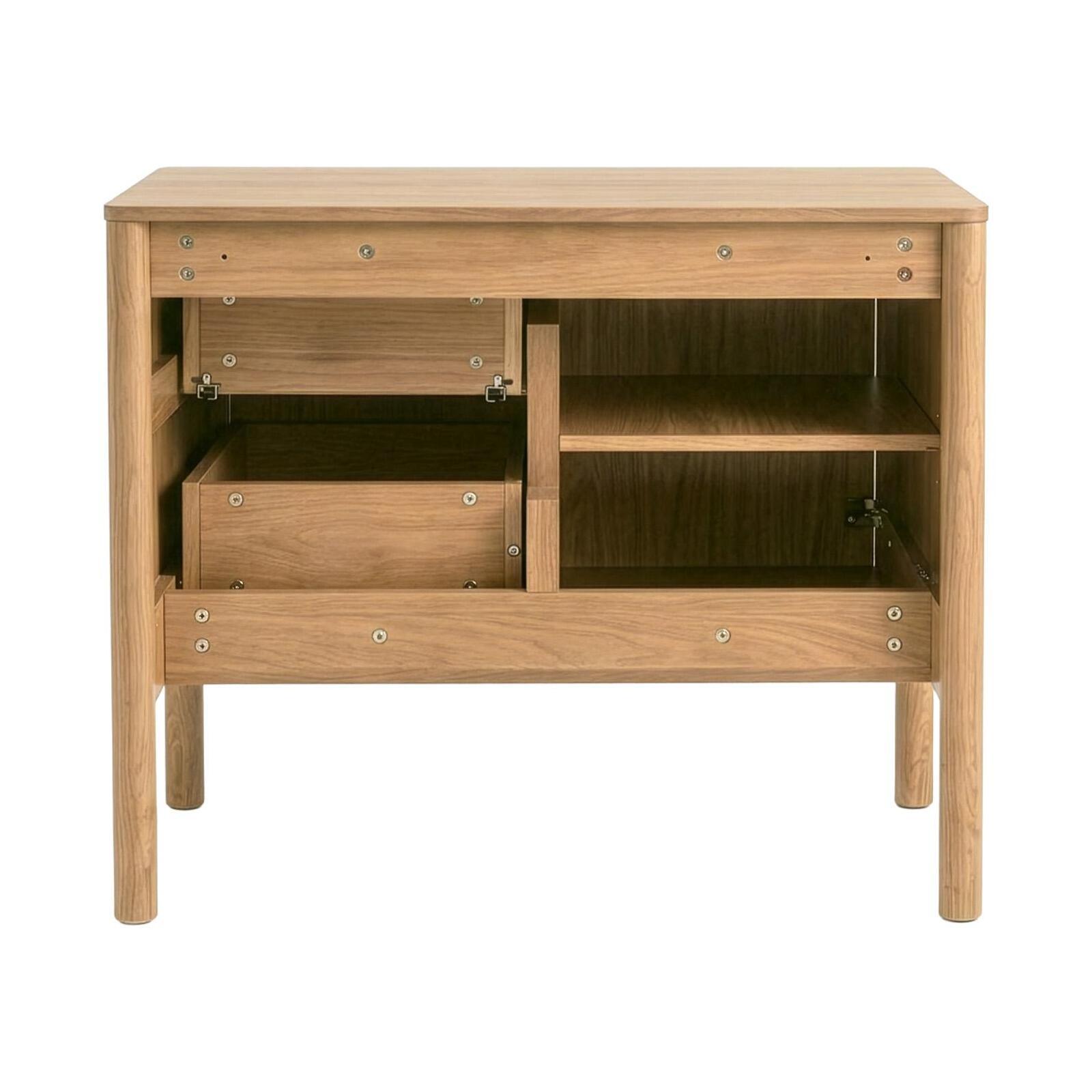Meuble simple vasque 80 cm sur pieds en placage chêne - pour vasque à poser 