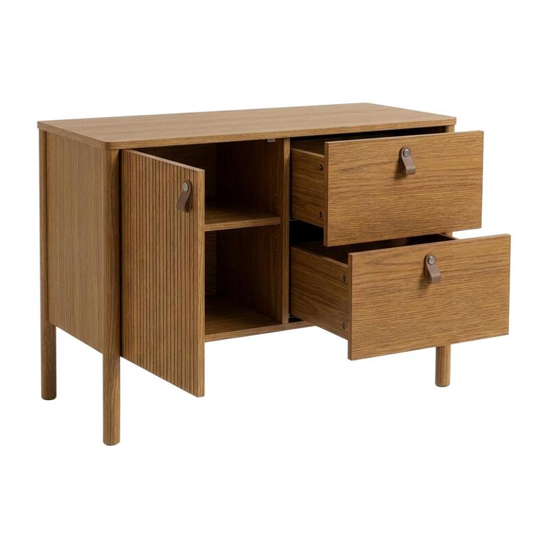 Ensemble simple vasque 80 cm sur pieds en placage chêne avec vasque en céramique blanche et robinet