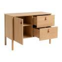 Ensemble simple vasque 80 cm sur pieds en placage chêne avec vasque en céramique blanche 
