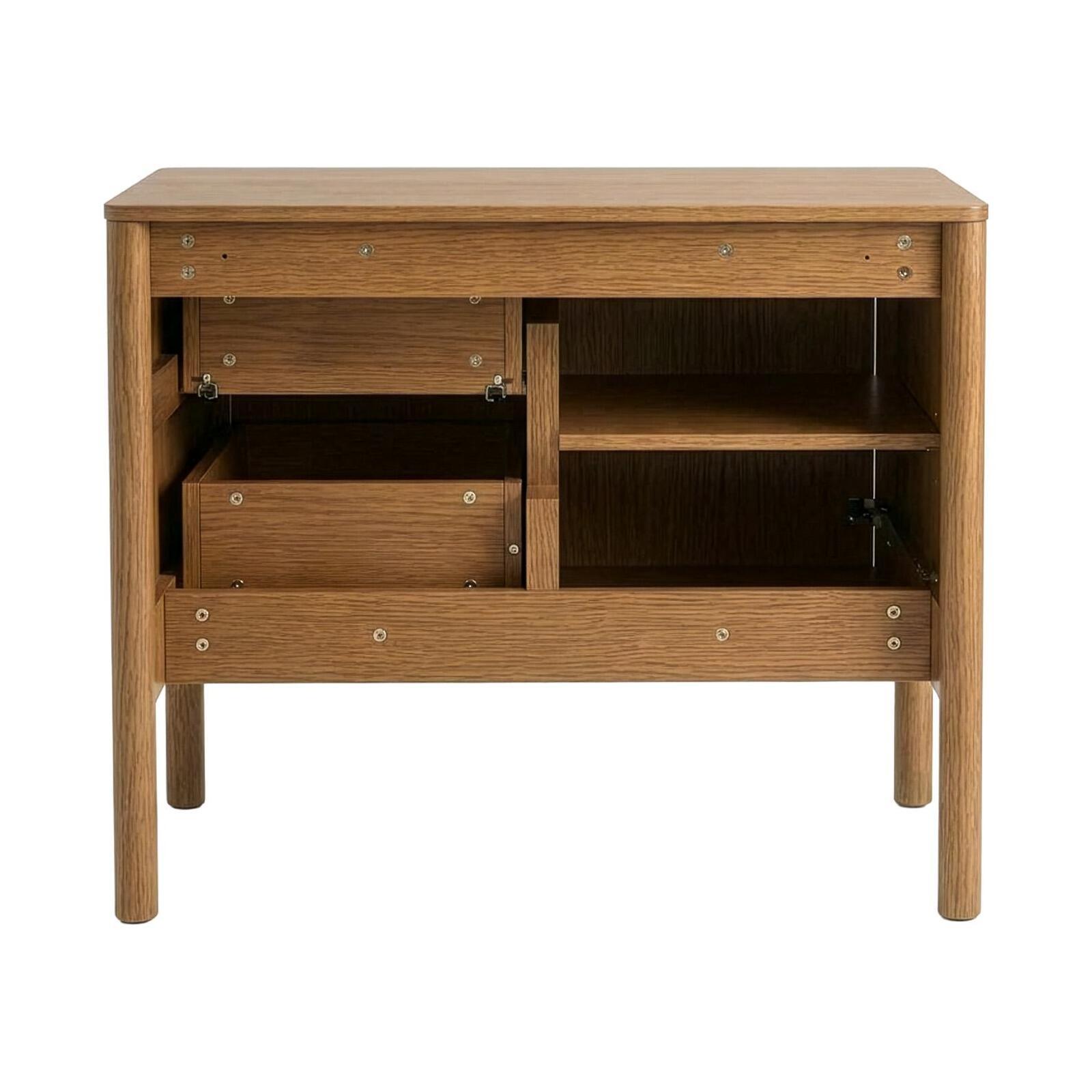 Ensemble simple vasque 80 cm sur pieds en placage chêne avec vasque en céramique blanche et robinet