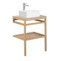 Meuble de salle de bain en chêne avec vasque carrée et robinet