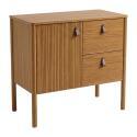 Meuble simple vasque 80 cm sur pieds en placage chêne - pour vasque à poser 