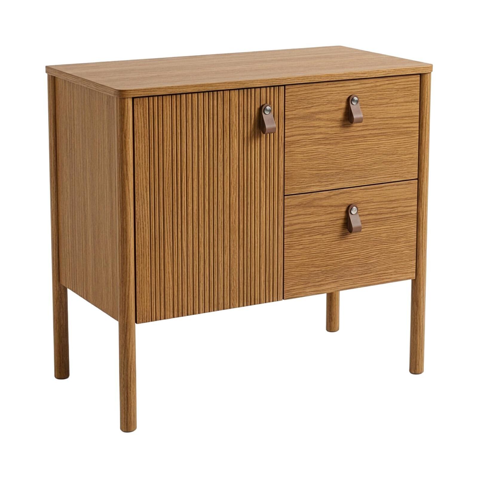 Meuble simple vasque 80 cm sur pieds en placage chêne - pour vasque à poser 