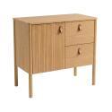 Meuble simple vasque 80 cm sur pieds en placage chêne - pour vasque à poser 