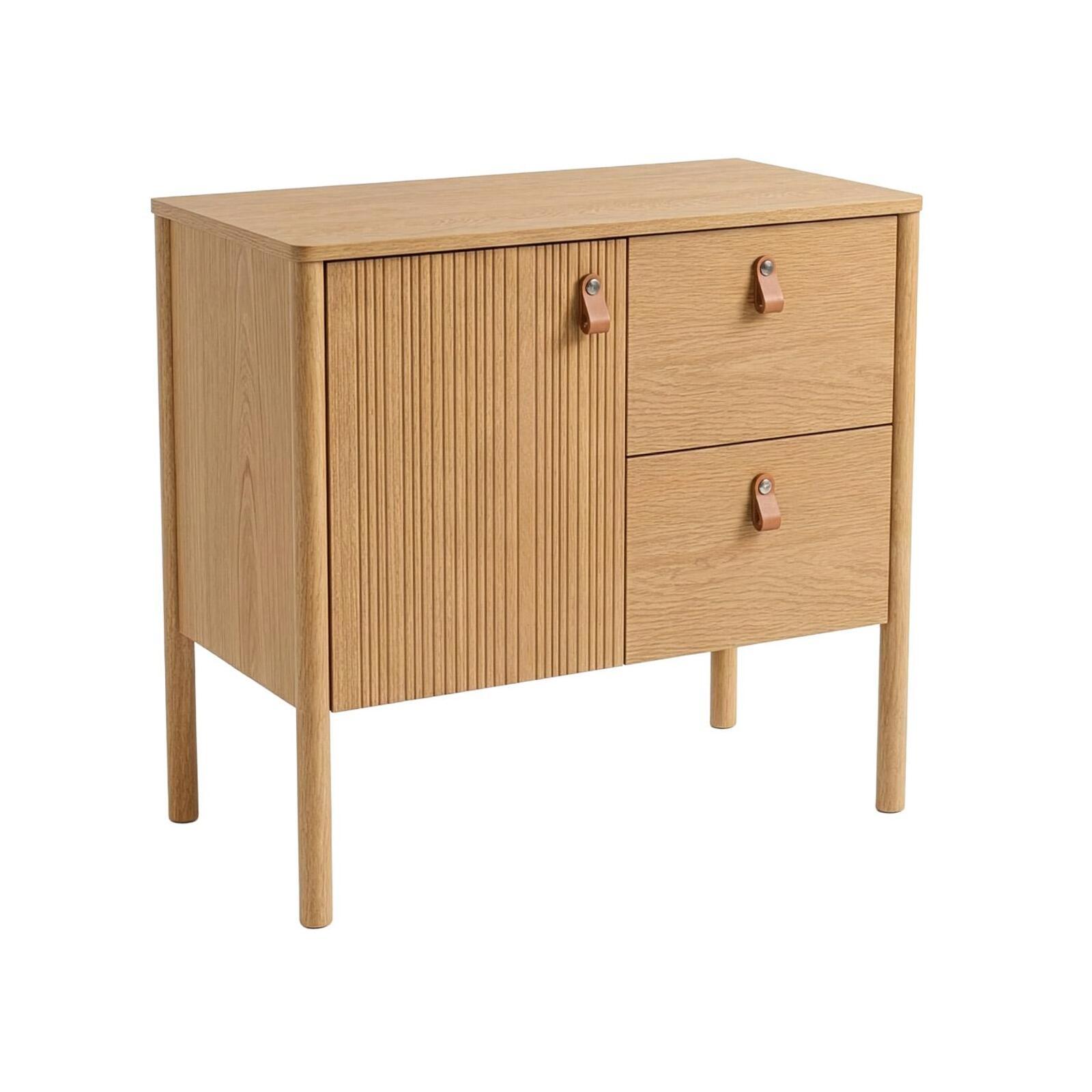 Meuble simple vasque 80 cm sur pieds en placage chêne - pour vasque à poser 