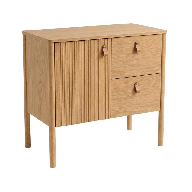 Meuble simple vasque 80 cm sur pieds en placage chêne - pour vasque à poser 