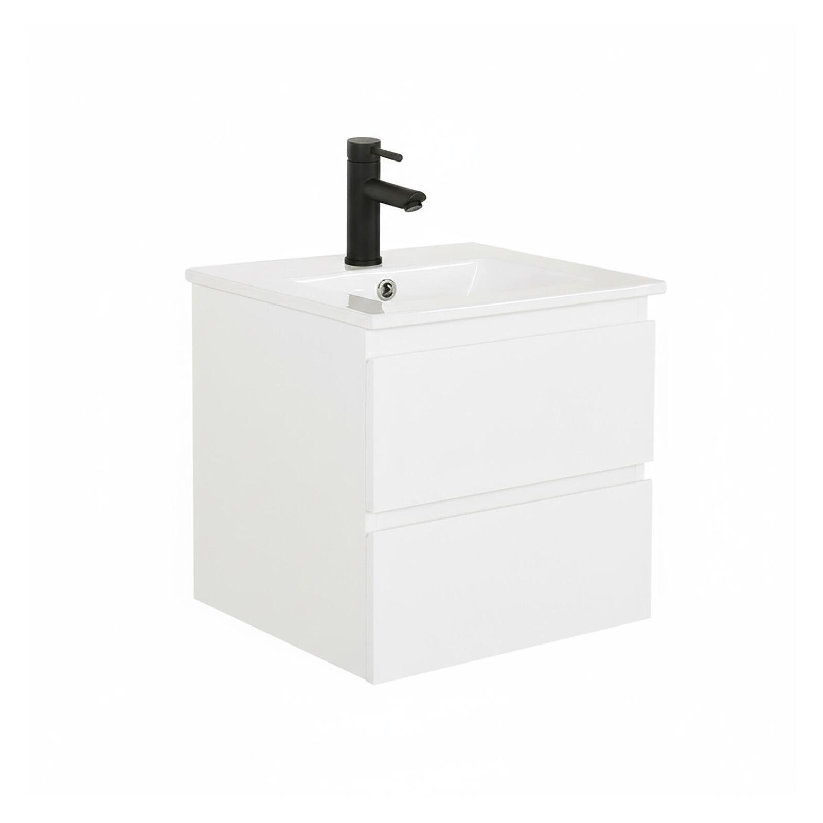 Meuble simple vasque suspendu 45cm - avec plan vasque céramique
