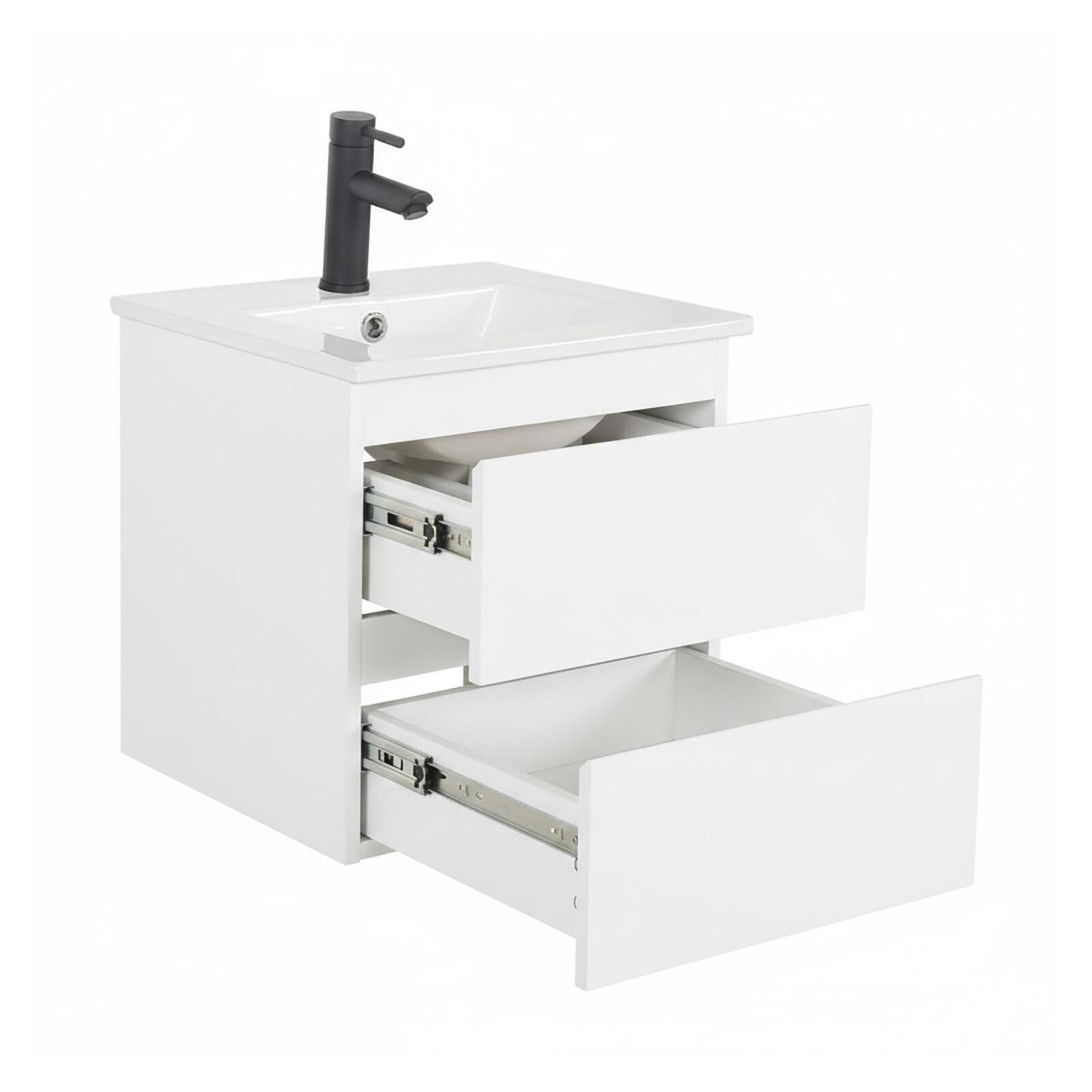 Meuble simple vasque suspendu 45cm - avec plan vasque céramique
