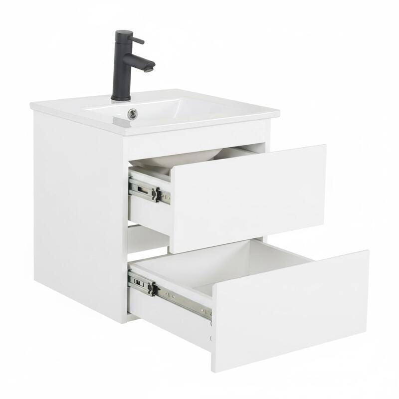 Meuble simple vasque suspendu 45cm - avec plan vasque céramique