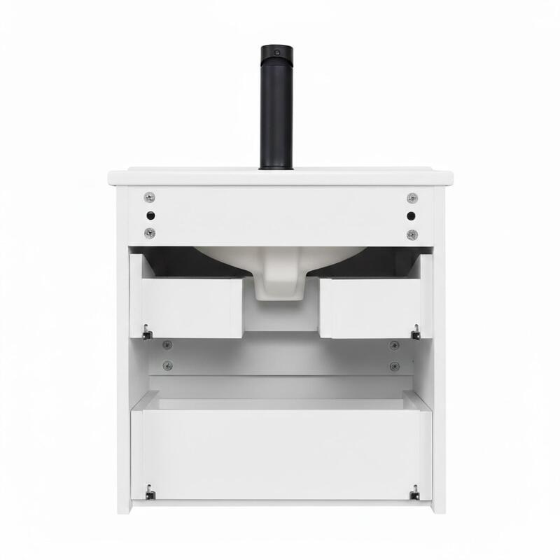Meuble simple vasque suspendu 45cm - avec plan vasque céramique