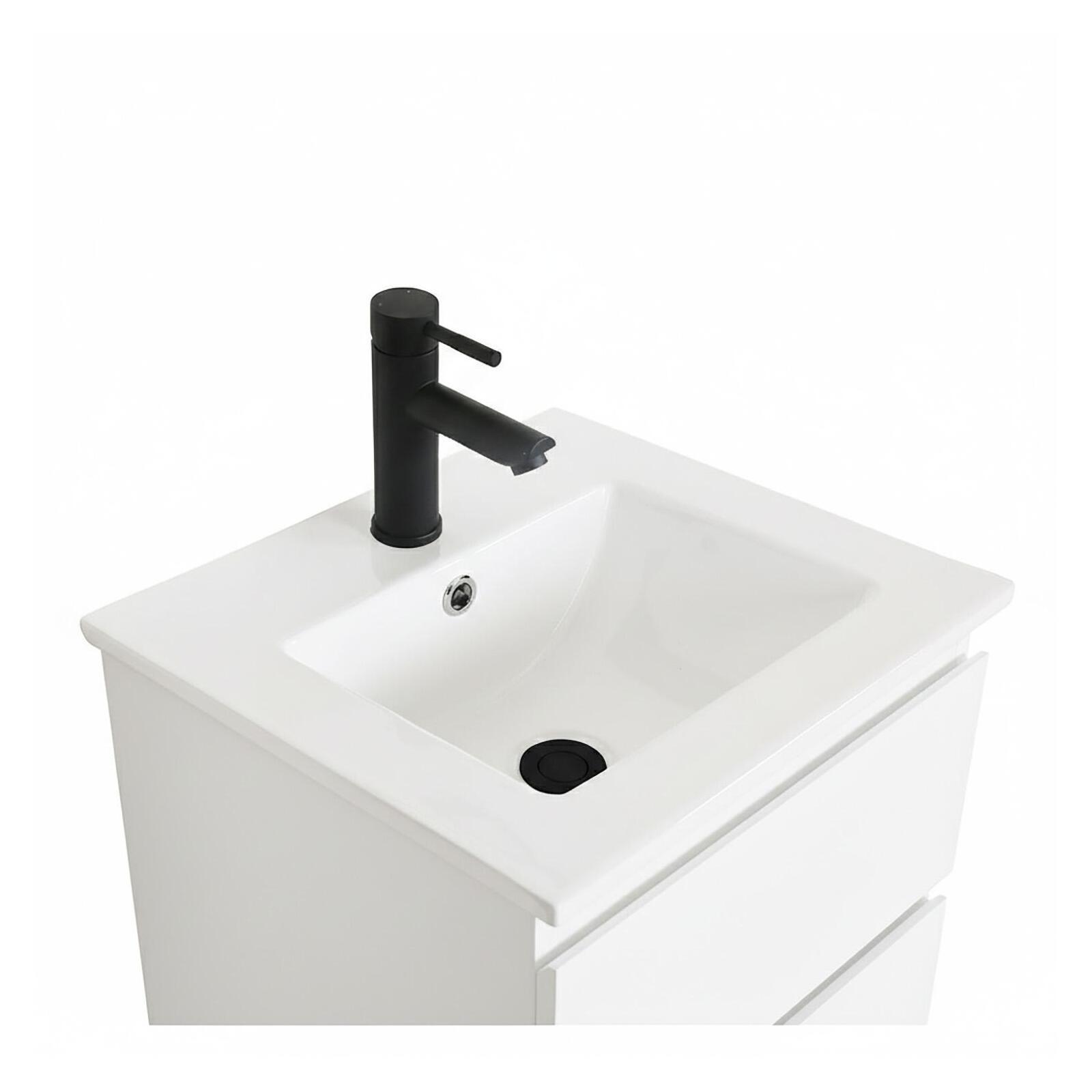 Meuble simple vasque suspendu 45cm - avec plan vasque céramique