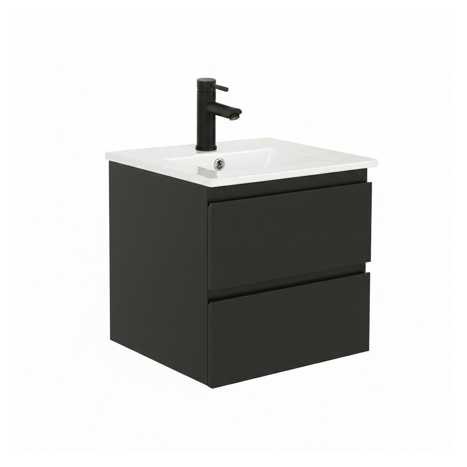 Meuble simple vasque suspendu 45cm - avec plan vasque céramique