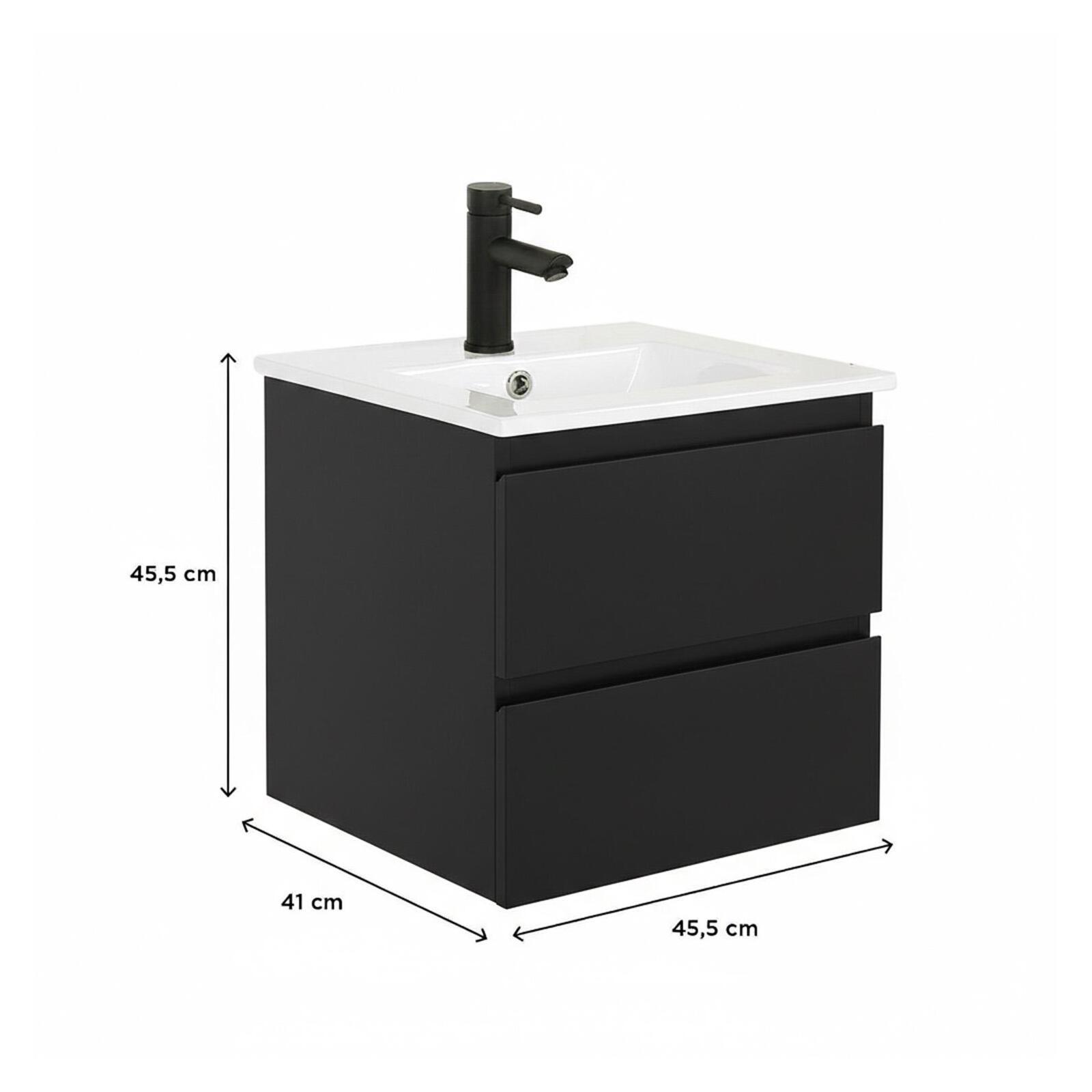 Meuble simple vasque suspendu 45cm - avec plan vasque céramique