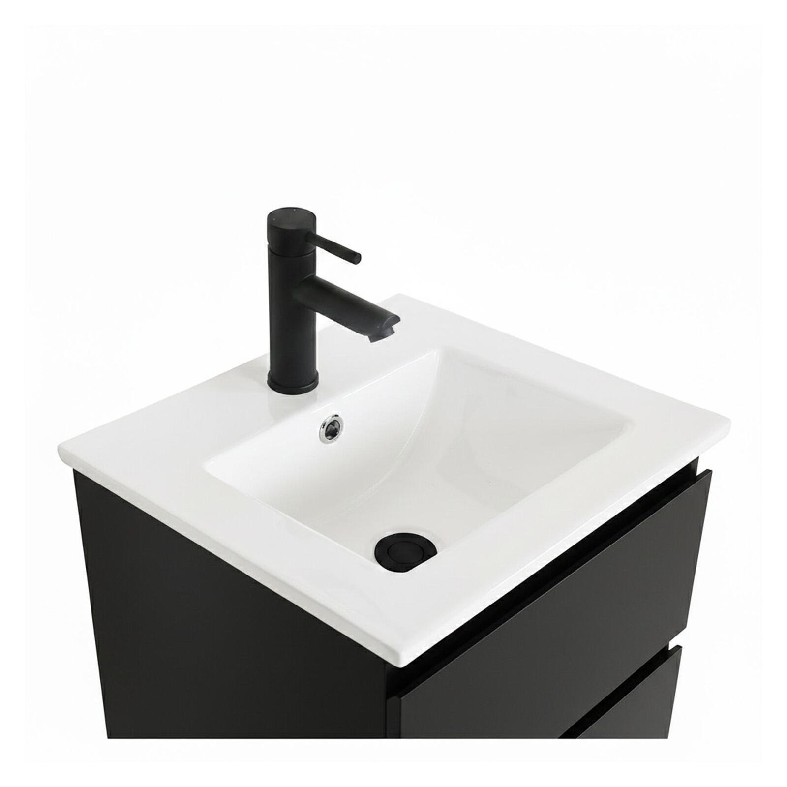 Meuble simple vasque suspendu 45cm - avec plan vasque céramique