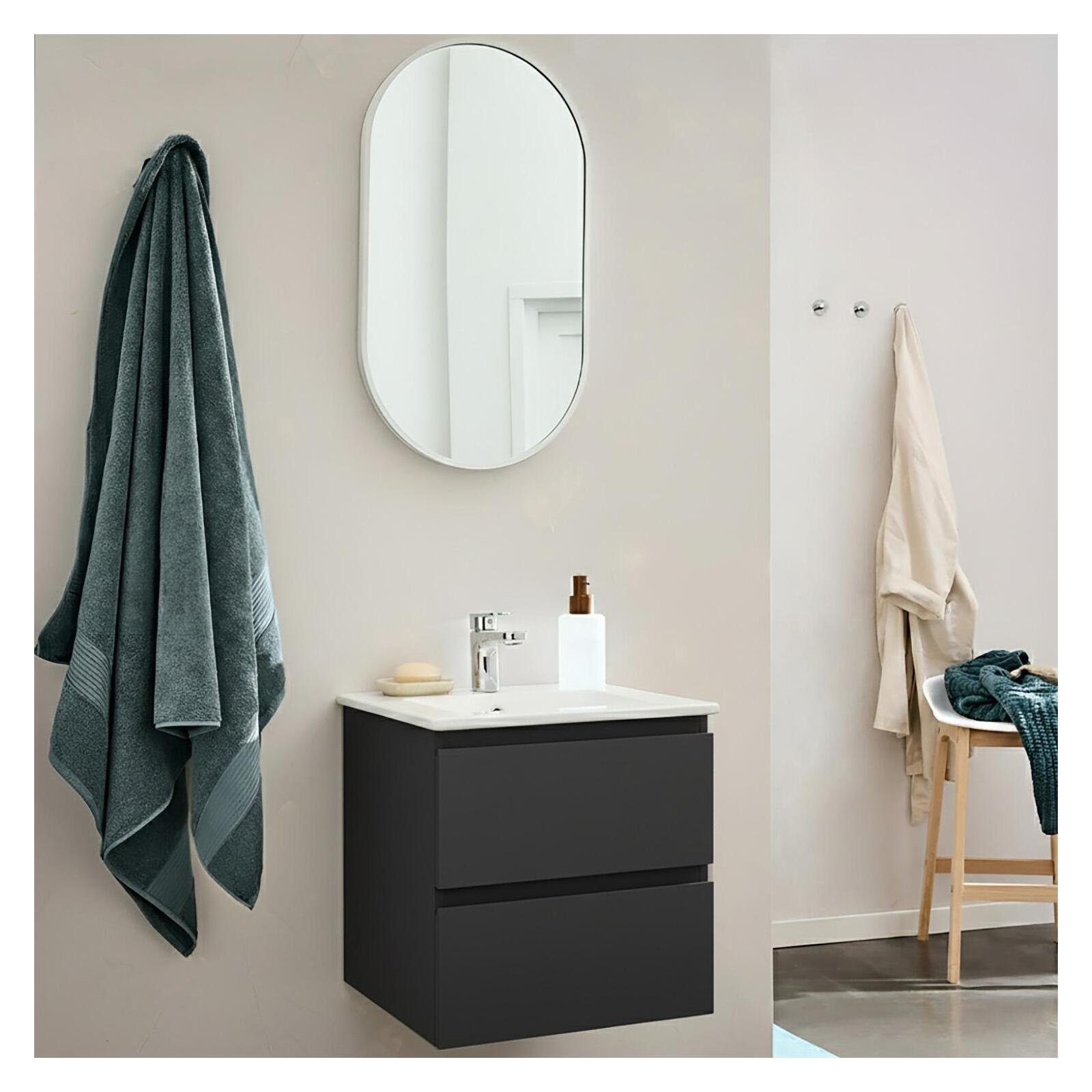 Meuble simple vasque suspendu 45cm - avec plan vasque céramique