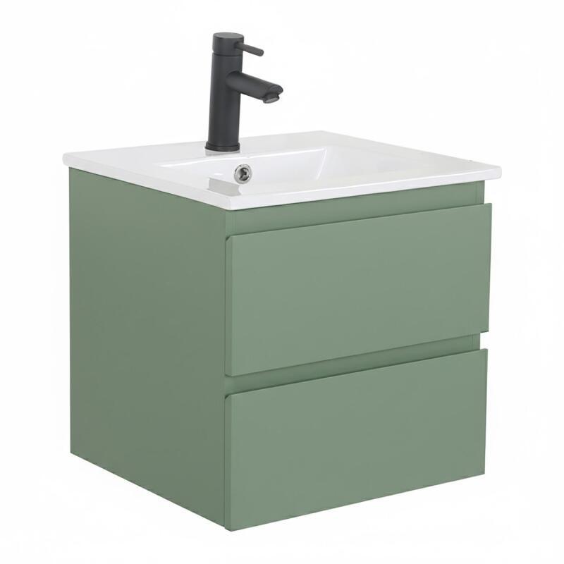 Meuble simple vasque suspendu 45cm - avec plan vasque céramique