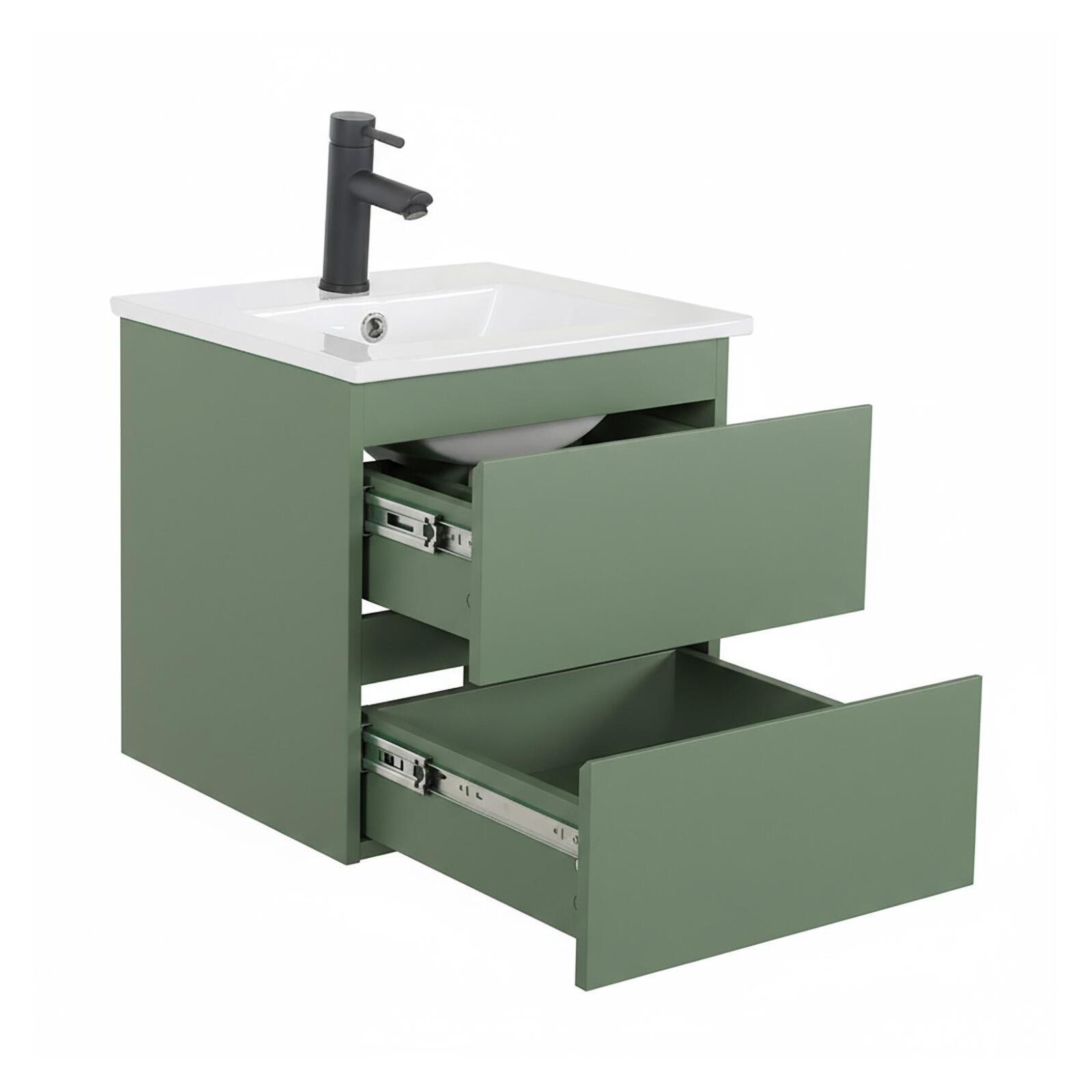 Meuble simple vasque suspendu 45cm - avec plan vasque céramique