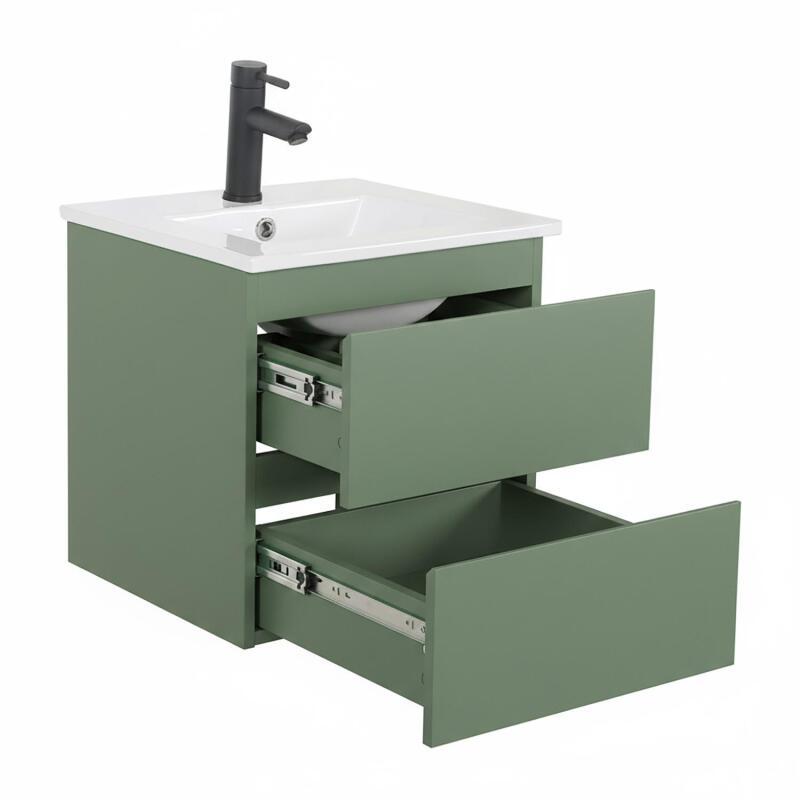 Meuble simple vasque suspendu 45cm - avec plan vasque céramique