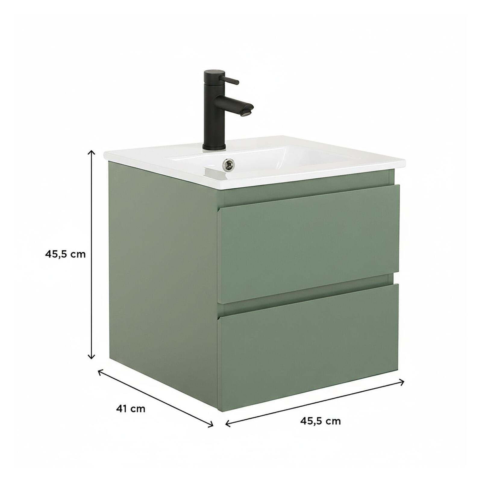 Meuble simple vasque suspendu 45cm - avec plan vasque céramique