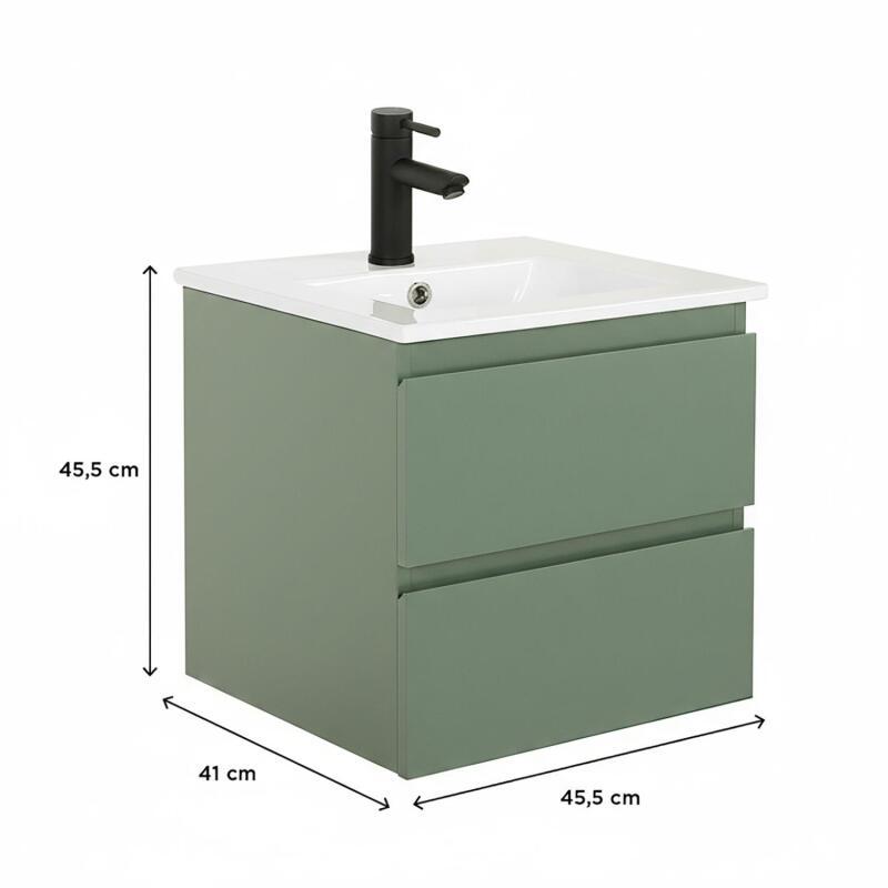 Meuble simple vasque suspendu 45cm - avec plan vasque céramique