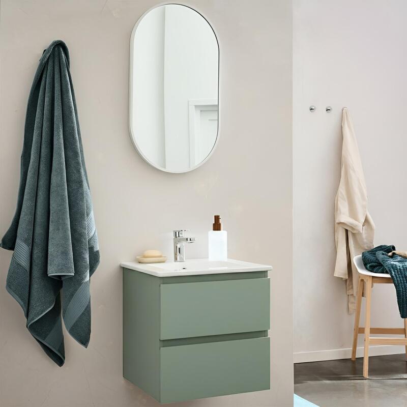 Meuble simple vasque suspendu 45cm - avec plan vasque céramique