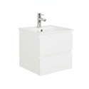 Ensemble meuble simple vasque 45cm avec plan céramique et robinet chromé