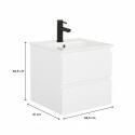 Ensemble meuble simple vasque 45cm avec plan céramique et robinet chromé