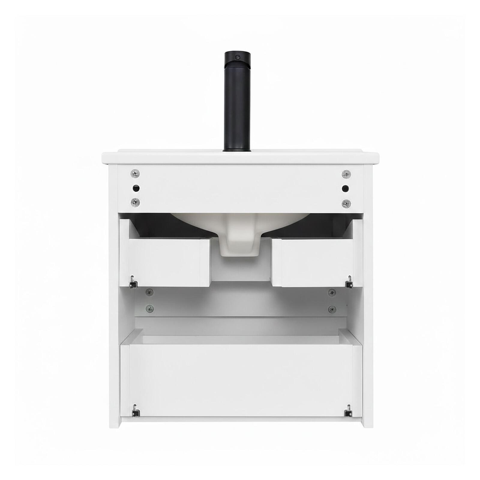 Ensemble meuble simple vasque 45cm avec plan céramique et robinet chromé