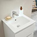 Ensemble meuble simple vasque 45cm avec plan céramique et robinet chromé