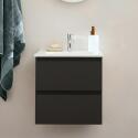 Ensemble meuble simple vasque 45cm avec plan céramique et robinet chromé