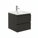 Ensemble meuble simple vasque 45cm avec plan céramique et robinet chromé
