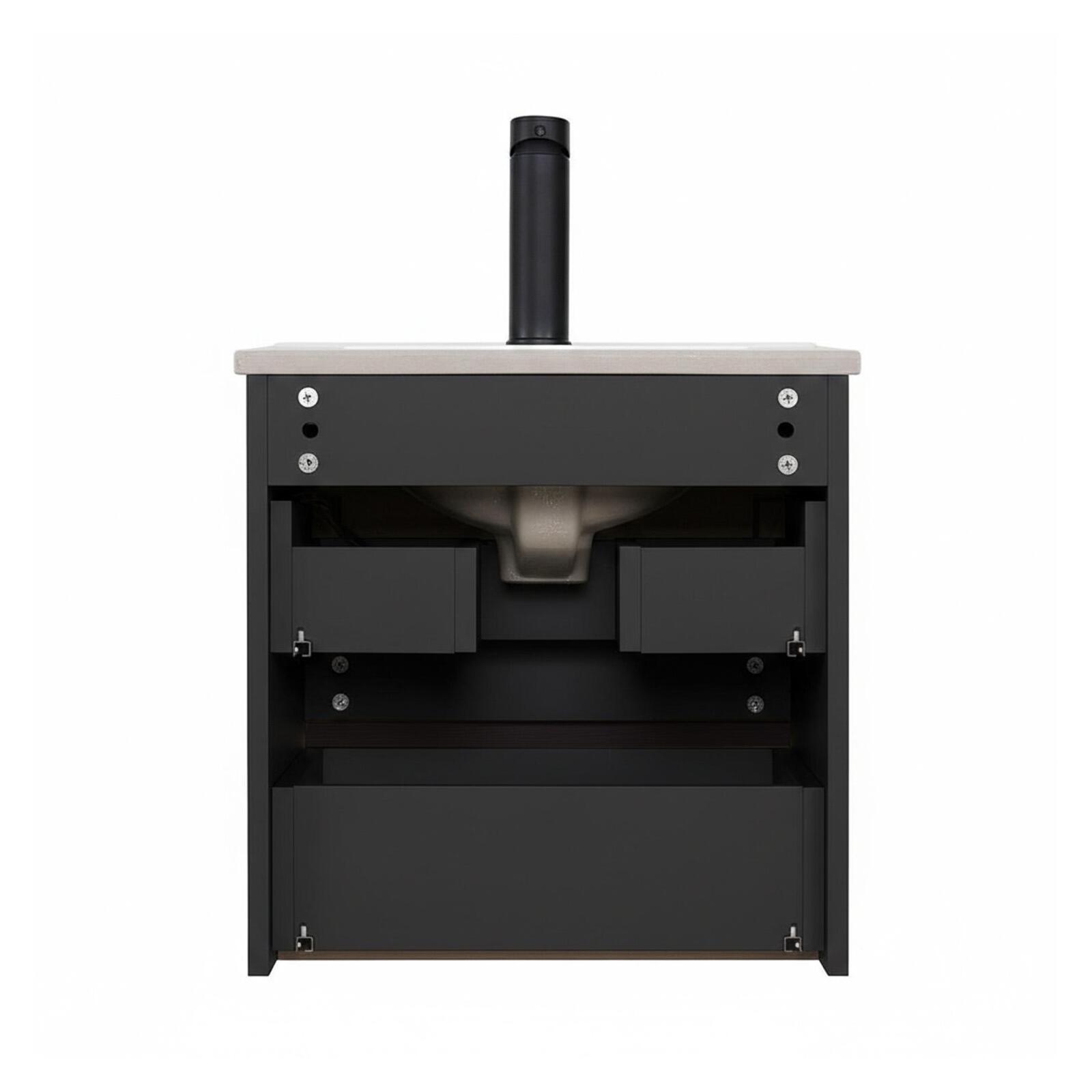 Ensemble meuble simple vasque 45cm avec plan céramique et robinet chromé