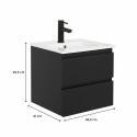 Ensemble meuble simple vasque 45cm avec plan céramique et robinet noir