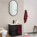 Ensemble meuble simple vasque 45cm avec plan céramique et robinet noir