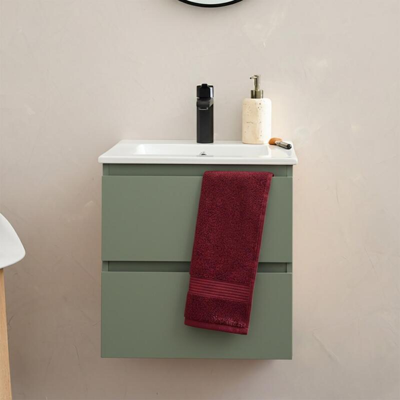 Ensemble meuble simple vasque 45cm avec plan céramique et robinet noir