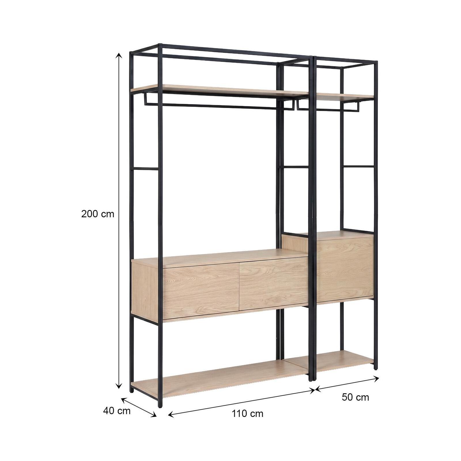 Lot de 2 portants vêtements en bois et métal 160x200cm - rangements fermés