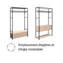 Lot de 2 portants vêtements en bois et métal 160x200cm - rangements fermés